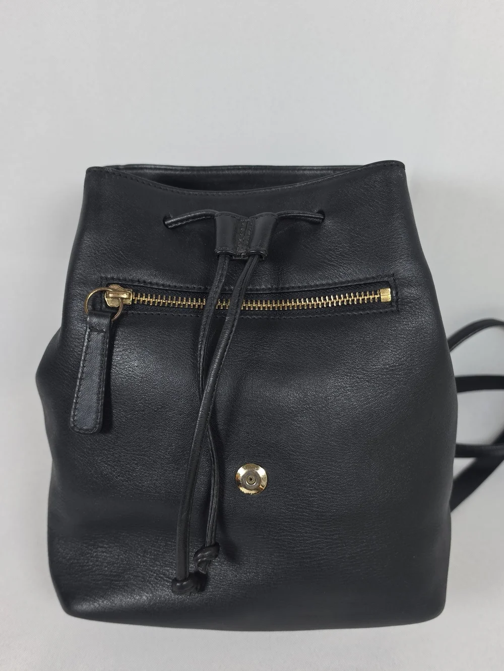 Coach Vintage 9858 Drawstring Backpack Black Leather Brass Hardware Dust Bag